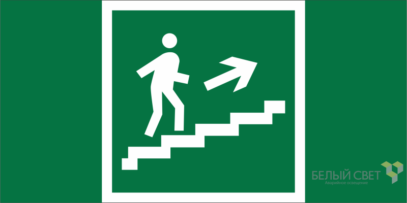 Знак безопасности BL-2010B.E15"Напр. к эвакуац. выходу по лестн. вверх (прав.)" Белый свет a15039