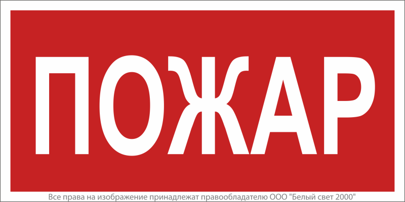 Знак безопасности NPU-2110.F20 "Пожар" Белый свет a17685