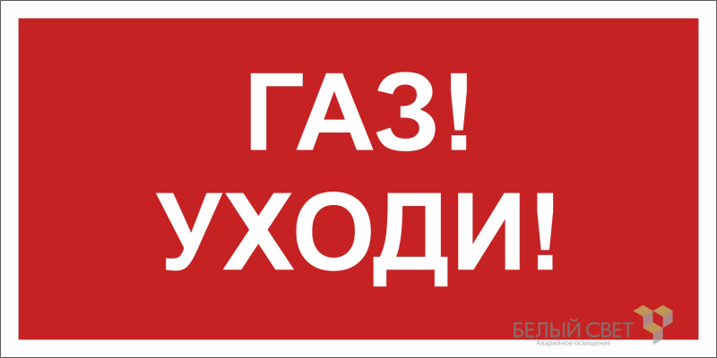 Знак безопасности NPU-2110.F24 "Газ-уходи" Белый свет a17689
