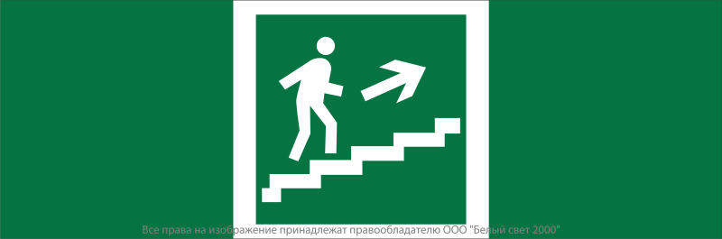 Знак безопасности NPU-3413.E15"Напр. к эвакуац. выходу по лестн. вверх (прав.)" Белый свет a16526
