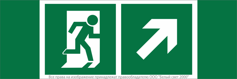 Знак безопасности NPU-3413.E37"Напр. к эвакуационному выходу направо вверх" Белый свет a18162