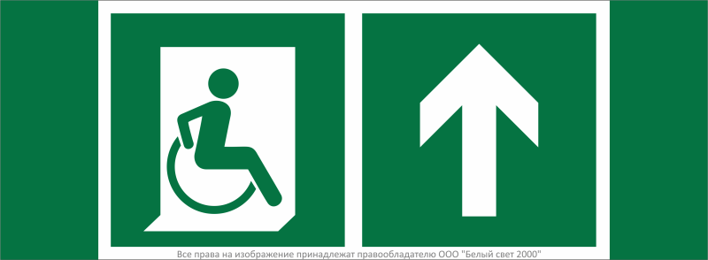 Знак безопасности NPU-3413.E69"Напр. движения к эвакуац. выходу МГН прямо" Белый свет a19928