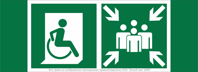 Знак безопасности NPU-3413.E74"Пункт (место) сбора для МГН (безоп. зона МГН)" Белый свет a19933