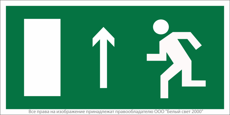 Знак безопасности NPU-6030.E12"Напр. к эвакуационному выходу прямо (лев.)" Белый свет a20524