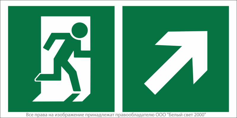 Знак безопасности NPU-6030.E37"Напр. к эвакуационному выходу направо вверх" Белый свет a20537