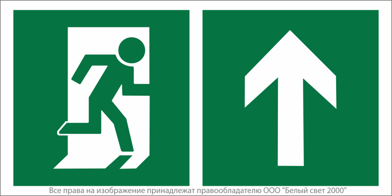 Знак безопасности NPU-6030.E38"Напр. к эвакуационному выходу прямо" Белый свет a20538
