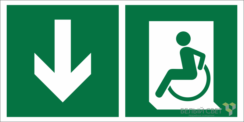Знак безопасности NPU-6030.E71"Указ. двери эвакуац. выхода (лев.) для МГН" Белый свет a20572