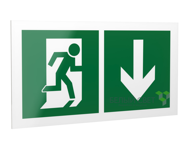 Знак безопасности PP-40205.E39"Указ. двери эвакуац. выхода (прав.)" Белый свет a18200