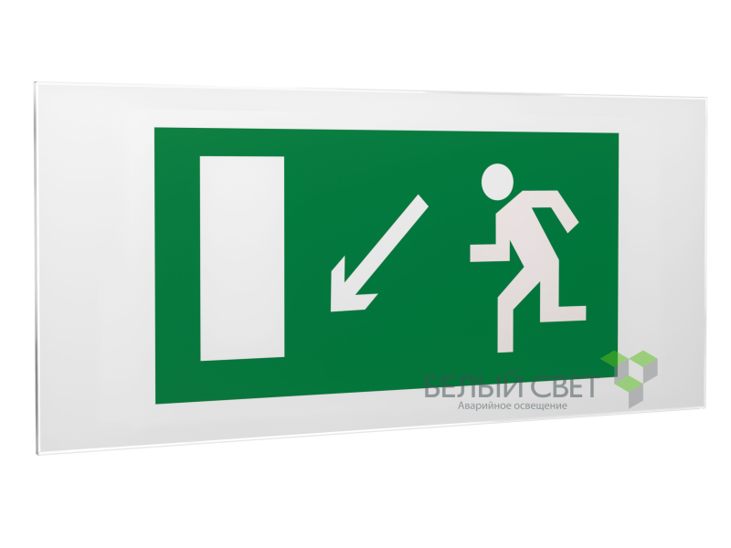 Знак безопасности PS-50206.E08"Напр. к эвакуационному выходу налево вниз" Белый свет a13755