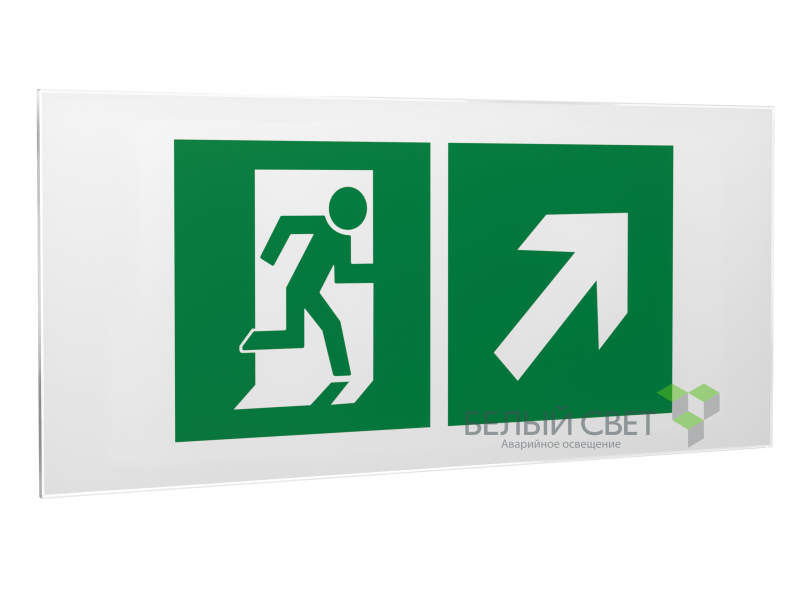 Знак безопасности PS-50206.E37"Напр. к эвакуационному выходу направо вверх" Белый свет a18216