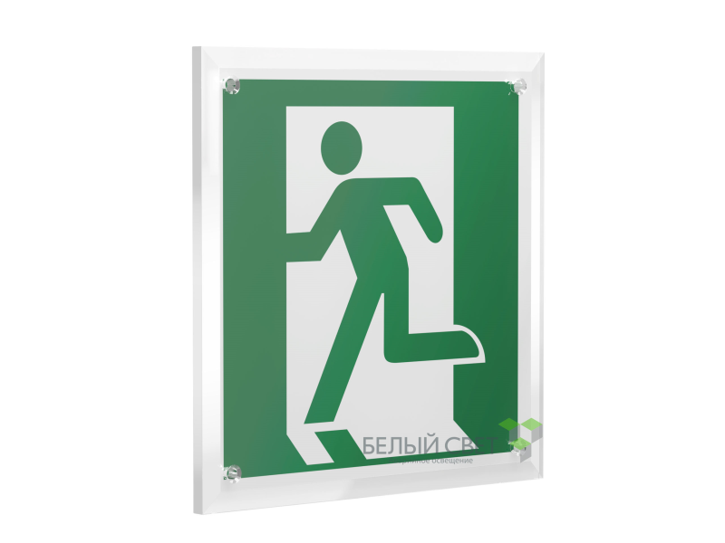 Знак безопасности PT-17176.E01-01"Выход здесь (лев.)" Белый свет a20660