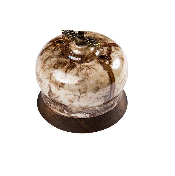 Выключатель поворотный 2-кл. ОП Фаберже 10А IP20 ретро 4 полож. в компл. с 1-м круглой рамкой Винтаж зол. мрамор Bironi B2-202-090/18