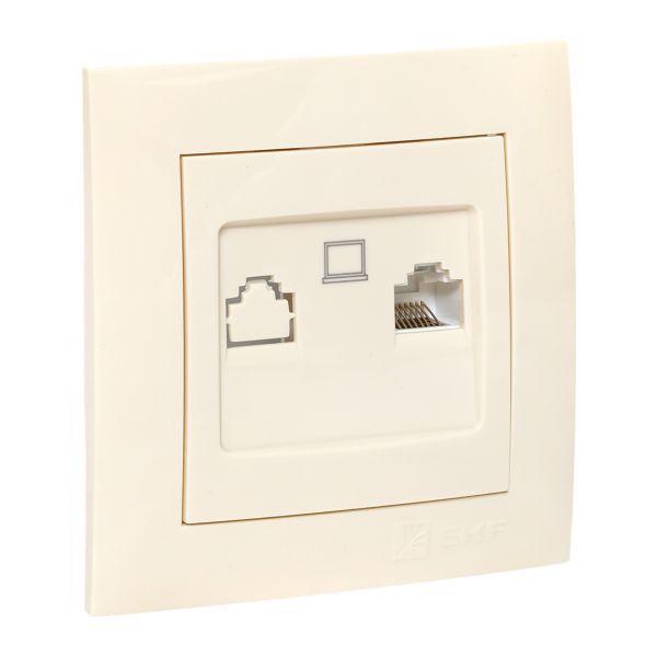 Розетка компьютерная 1-м СП Валенсия RJ45 крем. PROxima EKF EWK01-035-20