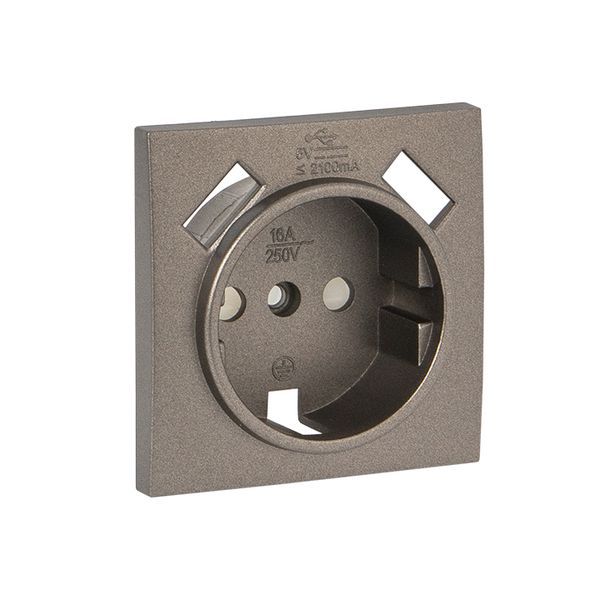 Панель лицевая Валенсия для розетки 1-м 16А защ. шторки с заземл. графит с 2 USB 2.1А PROxima EKF ESR16-L-028-60-2USB