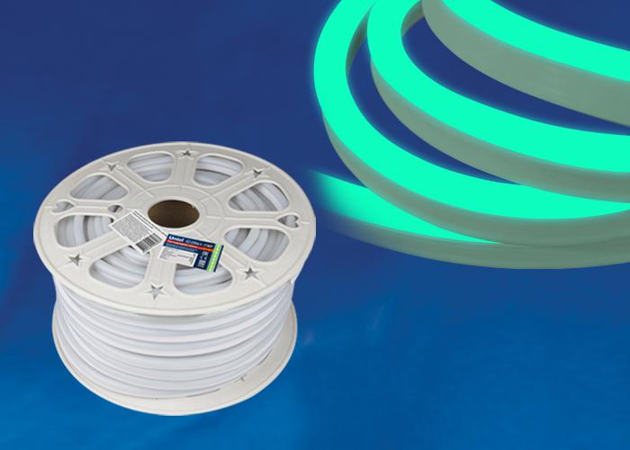 Лента светодиодная ULS-N21-2835-120LED/m-8mm-IP67-220V-8W/m-50M-GREEN NEON 120LED/м зел. 8Вт/м IP67 220 8мм гибкая герметичная (уп.50м) Uniel UL-00003767