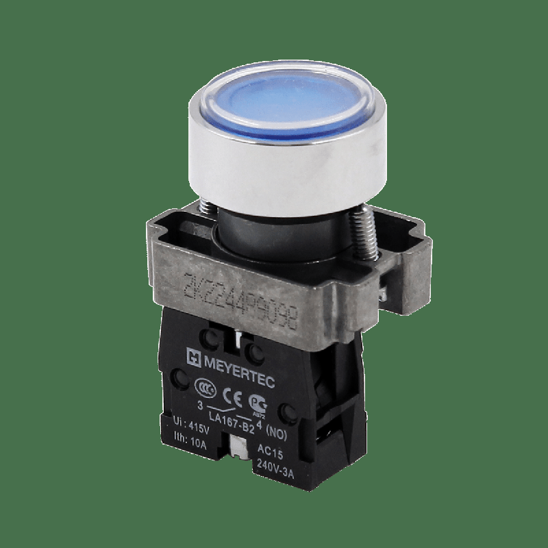 Кнопка плоская 1NO IP67 металл MTB2-BAF61 син. ОВЕН 132649