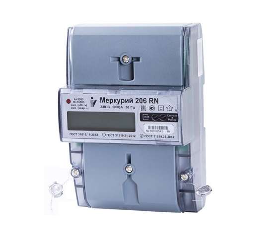 Счетчик Меркурий 206 PRSNO 1ф 5-60А класс точн. 1.0/2.0 многотариф. RS-485 ЖКИ с внешн. питанием с реле Екат. вр. Инкотекс М0000051775