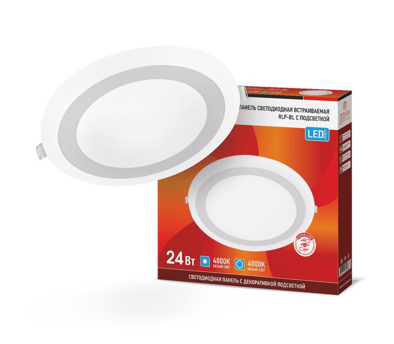 Светильник светодиодный RLP-BL 24Вт 4000К IP20 1440лм 230В 245мм круглый встраив. с подсветкой панель бел. IN HOME 4690612032986