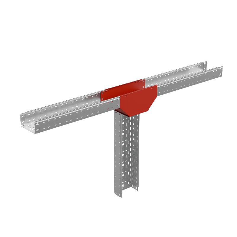 Отвод для лотка Т-образ. вертикал. вниз с разворотом трассы на 90град. 100х80 сталь 1мм "ПЛЮС" TDVplus90-80-100 HD КМ PL2223