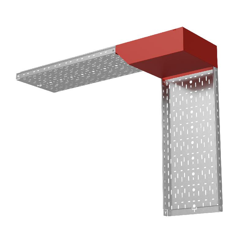 Угол для лотка вертикальный внешний левый с разворотом трассы на 90град. 400х50 сталь 1мм "ПЛЮС" VLPDplus90-50-400-L КМ PL3755