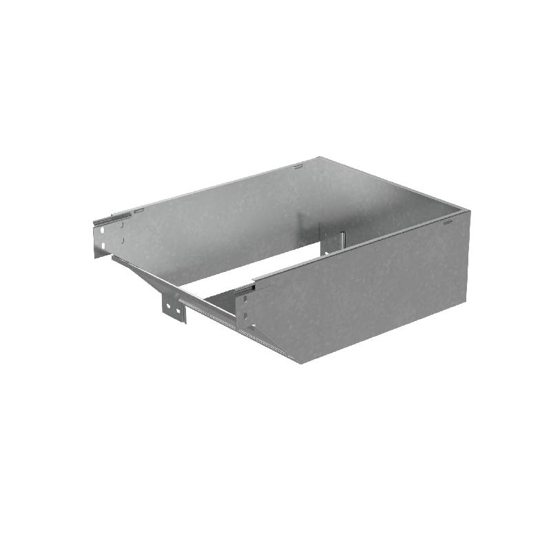 Угол для лотка вертикальный внешний левый с разворотом трассы на 90град. 400х80 сталь 1мм "ПЛЮС" VLPDplus90-80-400-L HD КМ PL3797