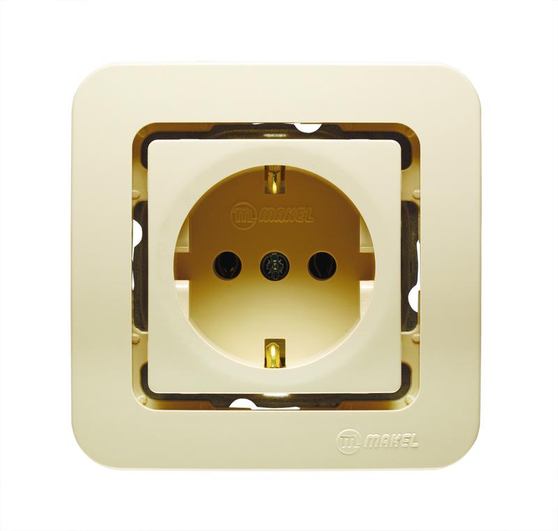 Розетка 1-м СП Lillium 10А с заземл. без вставки бакелит крем. Makel 71228