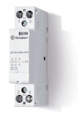 Контактор модульный 2NC 32А AgNi 240В AC/DC 17.5мм IP20 опции: мех.индикатор FINDER 227202301410