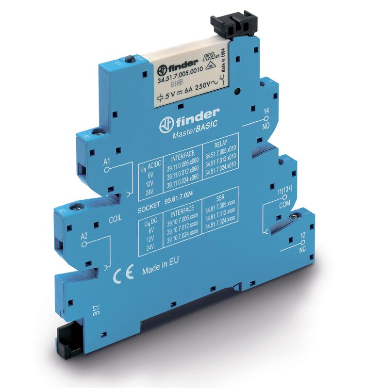 Модуль интерфейсный (сборка 34.51.7.005.0010 + 93.61.7.024) электромеханич. реле серия MasterBASIC 1CO 6А AgNi 6В AC/DC IP20 винт. клеммы FINDER 391100060060