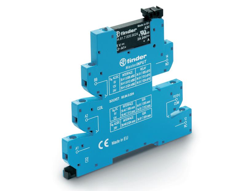 Модуль интерфейсный (сборка 34.81.7.060.9024 + 93.64.8.230) твердотельное реле MasterINPUT выход 6А (24В DC) 230-240В AC IP20 винт. клеммы FINDER 394082309024