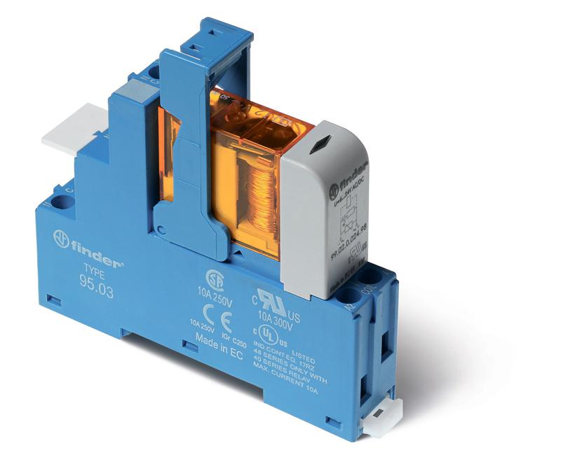 Модуль интерфейсный (сборка 40.31.7.048.0000 + 99.02.9.060.99 + 95.03SMA ) электромеханич. реле 1CO 10А AgNi 48В DC (чувствит.) IP20 винт. клеммы металлич. клипса LED + диод FINDER 483170480050SMA