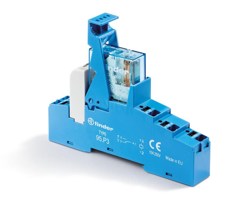Модуль интерфейсный (сборка 40.31.8.012.0000 + 99.02.0.024.98 + 95.P3SMA) электромеханич. реле 1CO 10А AgNi 12В AC IP20 безвинт. клеммы Push-in металлич. клипса LED + варистор FINDER 48P380120060SMA