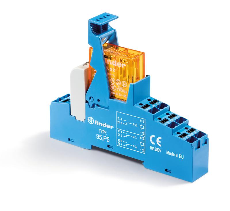 Модуль интерфейсный (сборка 40.52.8.110.0000 + 99.02.0.230.98 + 95.P5SMA) электромеханич. реле 2CO 8А AgNi 110В AC IP20 безвинт. клеммы Push-in металлич. клипса LED + варистор FINDER 48P581100060SMA