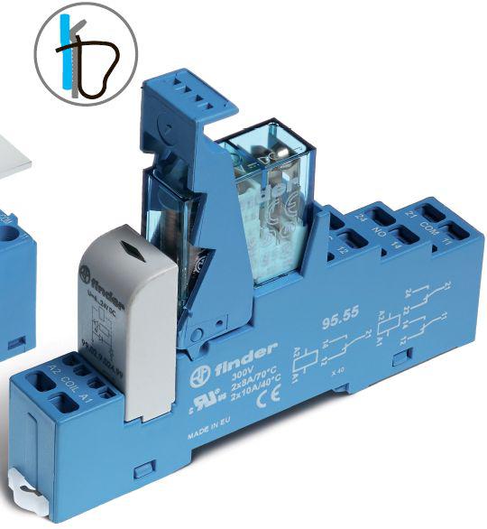 Модуль интерфейсный (сборка 40.61.7.024.0000 + 99.02.9.024.99 + 95.55SMA) электромеханич. реле 1CO 16А AgCdO 24В DC (чувствит.) IP20 безвинт. (пружинные) клеммы металлич. клипса LED + диод FINDER 488170240050SMA
