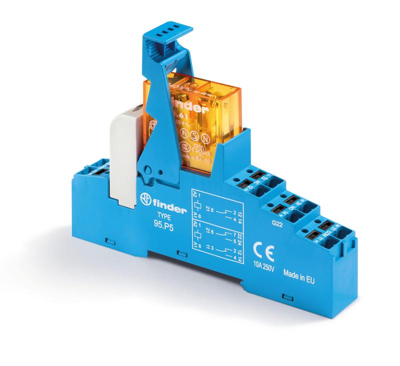 Модуль интерфейсный (сборка 40.61.7.024.0000 + 99.02.9.024.99 + 95.P5SMA) электромеханич. реле 1CO 16А AgCdO 24В DC (чувствит.) IP20 безвинт. клеммы Push-in металлич. клипса LED + диод FINDER 48P670240050SMA