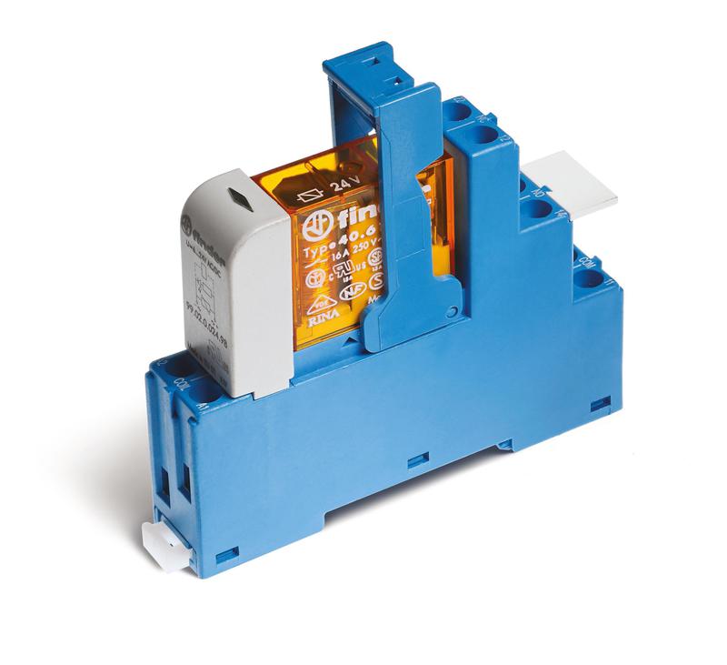 Модуль интерфейсный (сборка 40.61.7.048.0000 + 99.02.9.060.99 + 95.05SPA) электромеханич. реле 1CO 16А AgCdO 48В DC (чувствит.) IP20 винт. клеммы пластик. клипса LED + диод FINDER 486170480050SPB