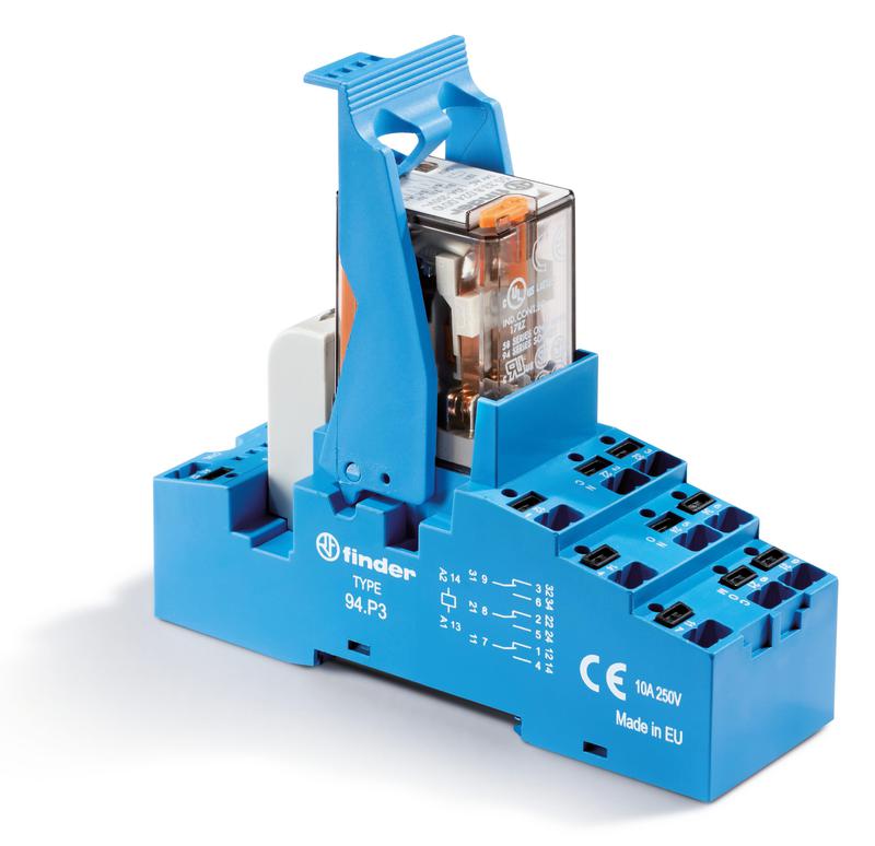 Модуль интерфейсный (сборка 55.33.9.024.0010 + 99.02.9.024.99 + 94.P3SPA) электромеханич. реле 3CO 10А AgNi 24В DC IP20 безвинт. клеммы Push-in пластик. клипса LED + диод FINDER 58P390240050SPA