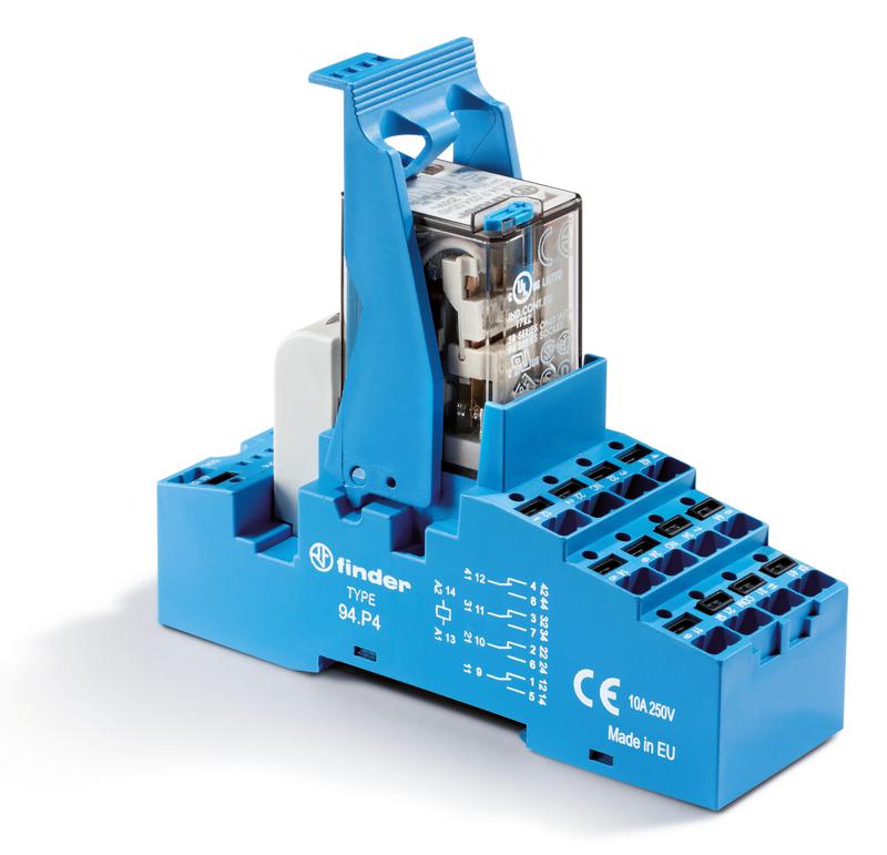 Модуль интерфейсный (сборка 55.34.8.110.0040 + 99.02.0.230.98 + 94.P4SPA) электромеханич. реле 4CO 7А AgNi 110В AC IP20 безвинт. клеммы Push-in пластик. клипса LED + варистор FINDER 58P481100060SPA