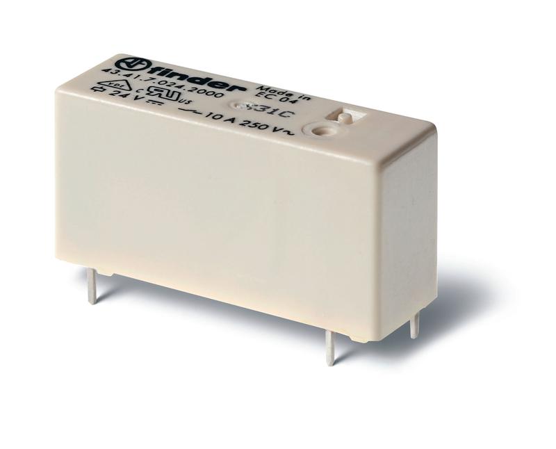 Реле миниатюрное низкопрофильн. электромеханич. монтаж на печатную плату выводы с шагом 3.2мм 1CO 10А AgSnO2 18В DC (чувствит.) влагозащ. RTIII FINDER 434170184001