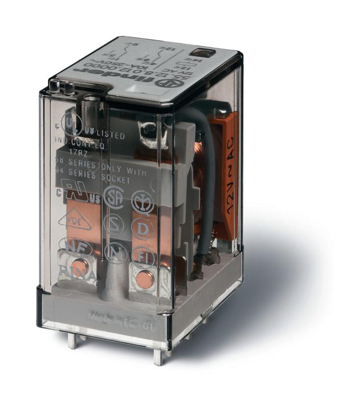 Реле миниатюрное универсальное электромеханич. монтаж на печатную плату 2CO 10А AgNi 240В AC RTI опции: нет FINDER 551282400000