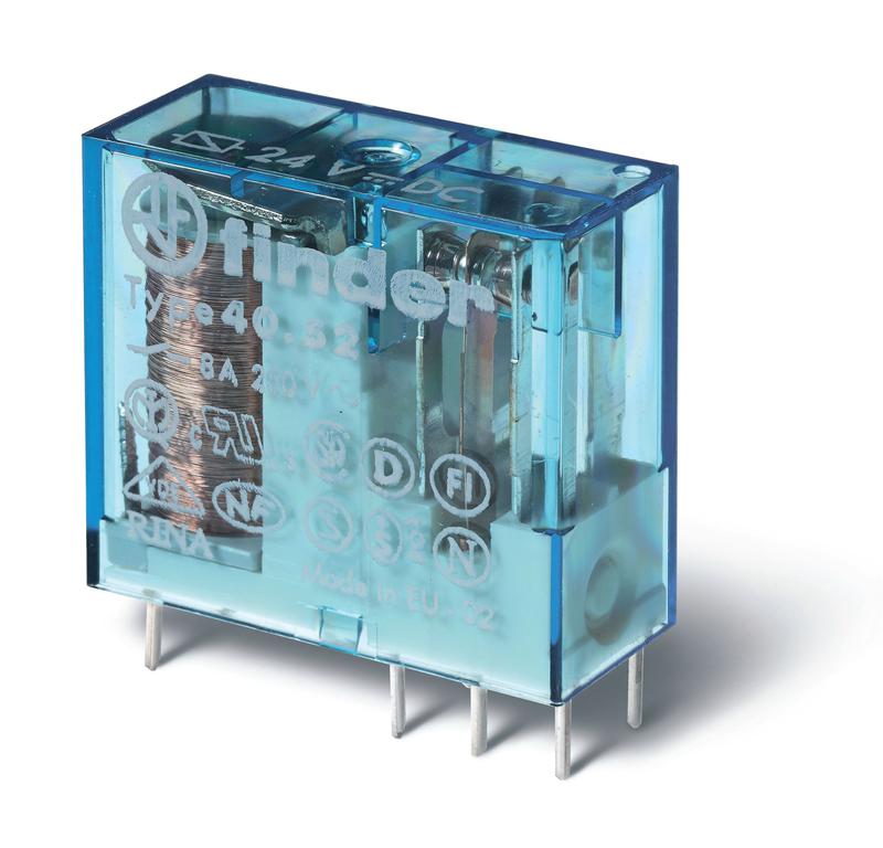 Реле миниатюрное универсальное электромеханич. монтаж на печатную плату или в розетку выводы с шагом 5мм 2CO 8А AgNi 5В AC/DC (бистабильная) RTII (уп.10шт) FINDER 405260050000PAC