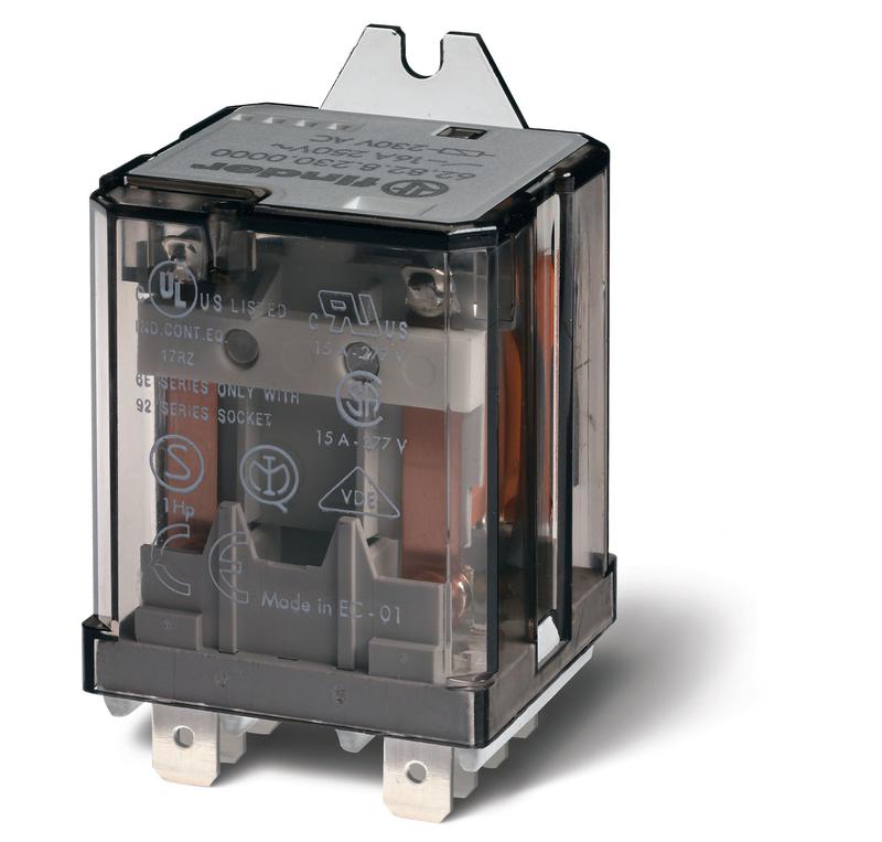 Реле силовое электромеханич. монтаж в наконечники Faston 250 (6.3х0.8мм) 2NO 16А AgSnO2 (зазор >/=3мм) 48В DC RTI монтаж. фланец опции: нет FINDER 628290484300