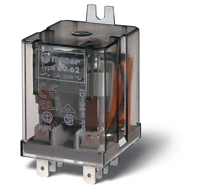 Реле универсальное электромеханич. монтаж в наконечники Faston 187 (4.8х0.8мм) 2CO 10А AgNi 36В DC RTI боковой монтаж. фланец опции: нет FINDER 606290360000