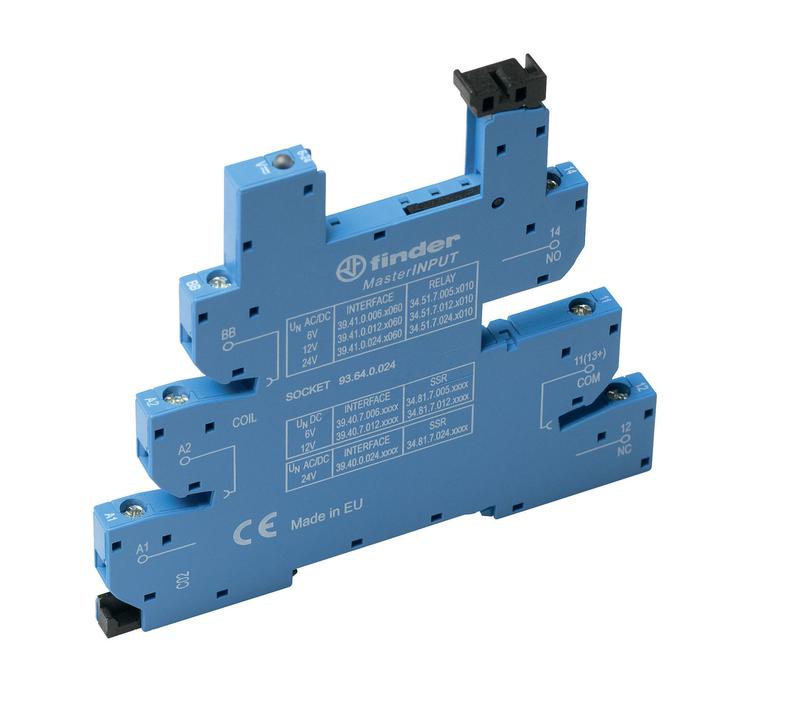 Розетка MasterINPUT с винт. клеммами (с зажимной клетью) для реле 34 серии 230В AC в комплекте пластик. клипса опции: LED FINDER 93648230