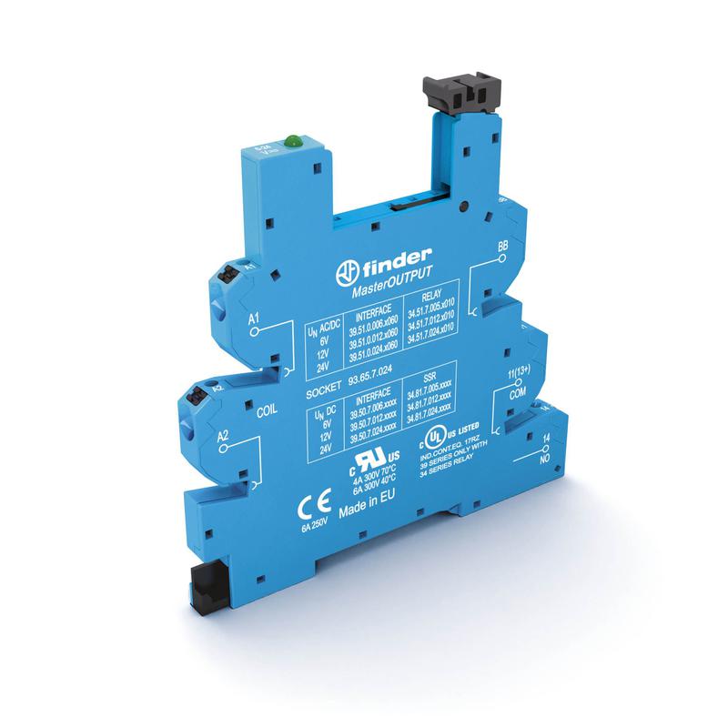 Розетка MasterOUTPUT с безвинт. клеммами Push-in для реле 34 серии 125В AC/DC в комплекте пластик. клипса опции: LED FINDER 93650125