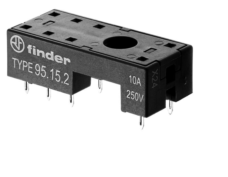 Розетка для монтажа на плате для реле 41.52 41.61 41.81 в комплекте металлич. клипса 095.41.3 версия: черн. FINDER 951520SNA