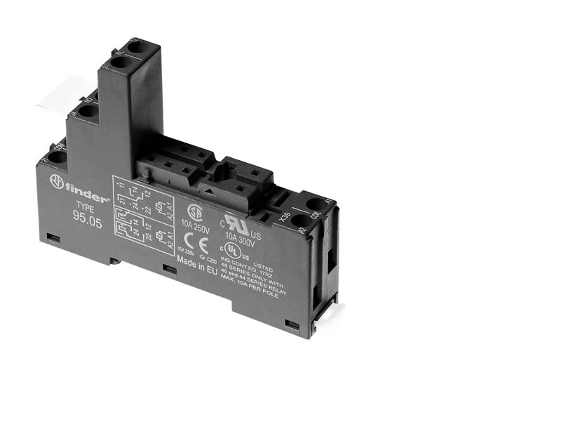 Розетка с винт. клеммами (с зажимной клетью) для реле 40.31 модули 99.02 86.03 в комплекте металлич. клипса 095.01 черн. FINDER 95050SMA