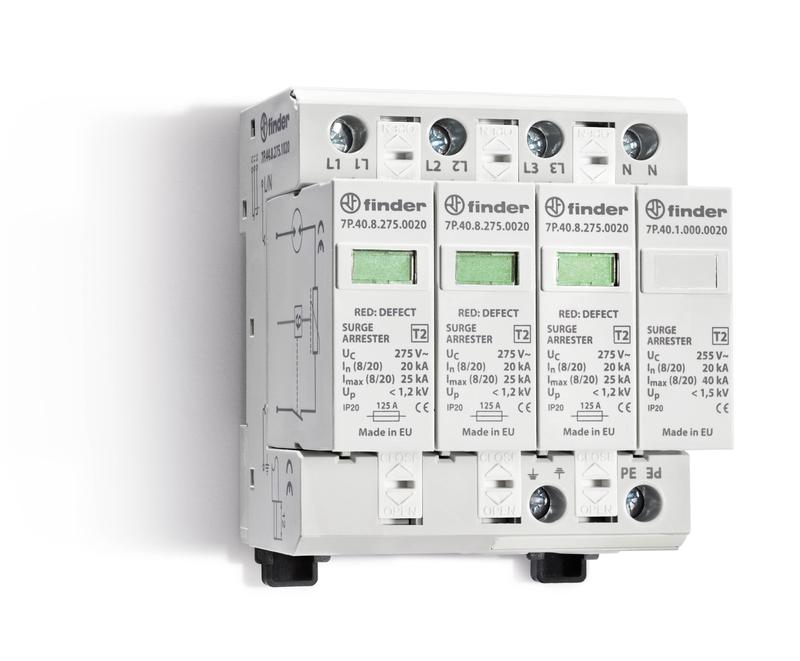 Устройство защиты от импульсных перенапряжений УЗИП тип 2 (3 варистор/разрядник + 1 разрядник) FINDER 7P4482751020