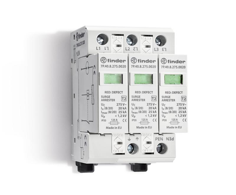 Устройство защиты от импульсных перенапряжений УЗИП тип 2 (3 варистор/разрядник) FINDER 7P4382751020