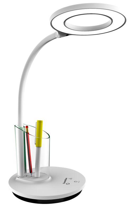 Светильник настольный KD-826 C01 LED 8Вт 230В 480лм сенсор. RGB-подсв. рег. ярк/цветов. темп. пенал бел. Camelion 14145