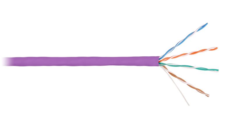 Кабель U/UTP кат.5E (класс D) 4 пары 24 AWG (0.50мм) тест по ISO/IEC 100МГц ОЖ BC чистая медь внутр. LSZH нг(А)-HFLTx фиолет. (уп.305м) NIKOLAN NKL 4100C-VL